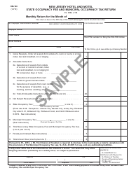 Form HM-100 New Jersey Hotel and Motel Occupancy Fee Return - Sample - New Jersey