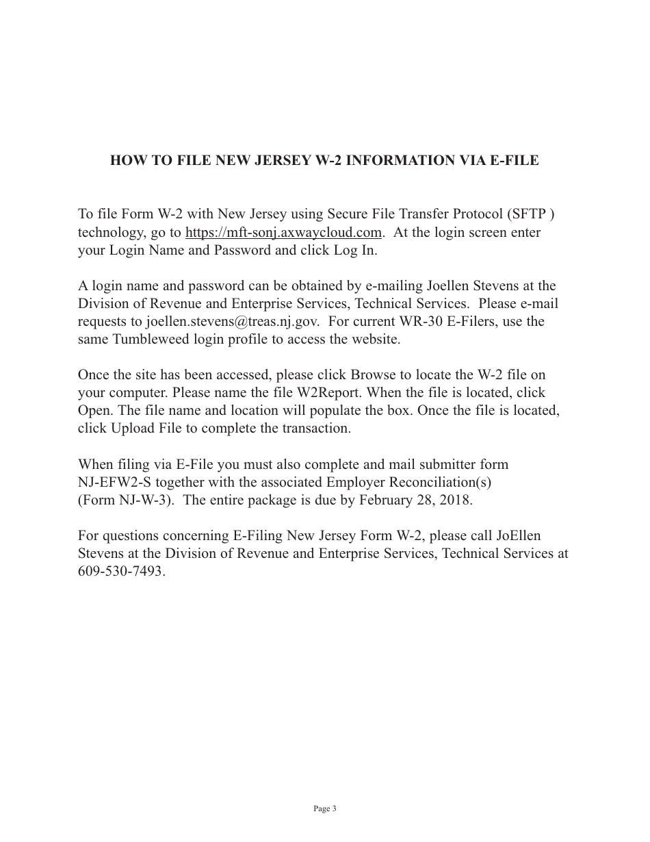 Form NJ-EFW2-S Report for W-2s Filed via Electronic File Transmission - New Jersey, Page 3