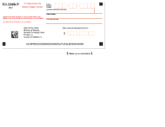 Document preview: Form NJ-1040-V Resident Payment Voucher - New Jersey