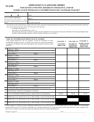 Document preview: Form NJ-2450 Employee's Claim for Credit for Excess UI/WF/SWF, Disability Insurance, and/or Family Leave Insurance Contributions - New Jersey