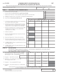 Document preview: Form NJ-2210 Underpayment of Estimated Tax by Individuals, Estates or Trusts - New Jersey