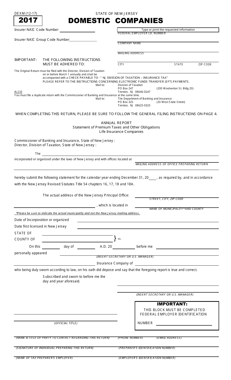 Form DEXM - 2017 - Fill Out, Sign Online and Download Fillable PDF, New ...