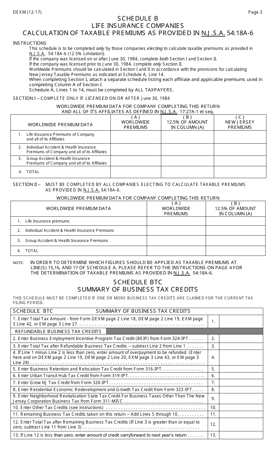 Form DEXM Domestic Companies - New Jersey, Page 3