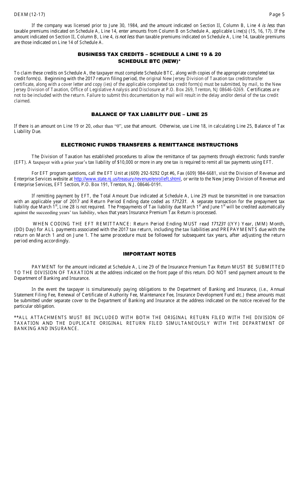 Form DEXM Domestic Companies - New Jersey, Page 5