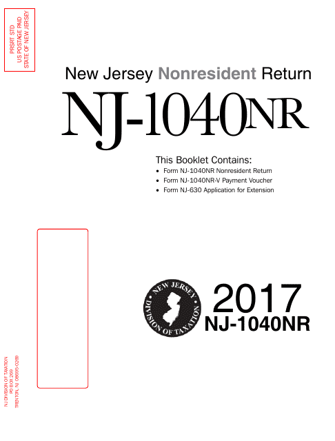 Form NJ-1040NR 2017 Printable Pdf