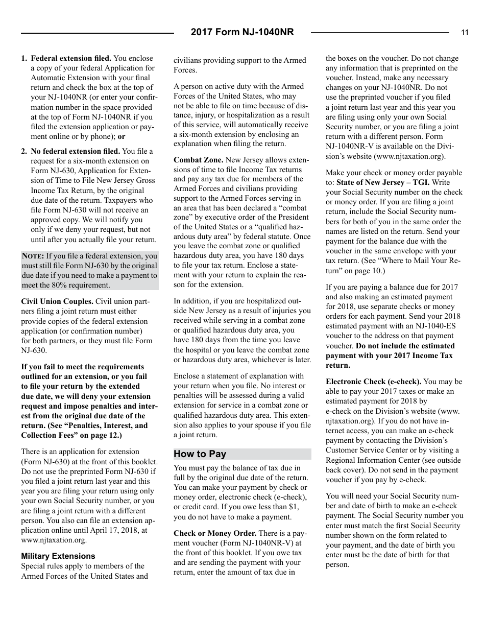 Instructions for Form NJ-1040NR Nonresident Return - New Jersey, Page 11