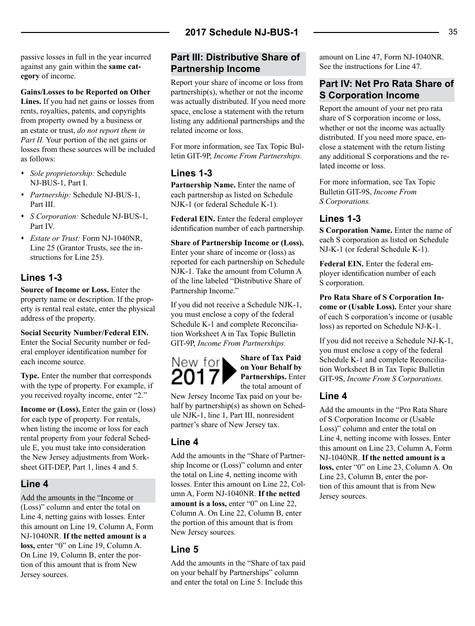 Instructions for Form NJ-1040NR Nonresident Return - New Jersey, Page 35