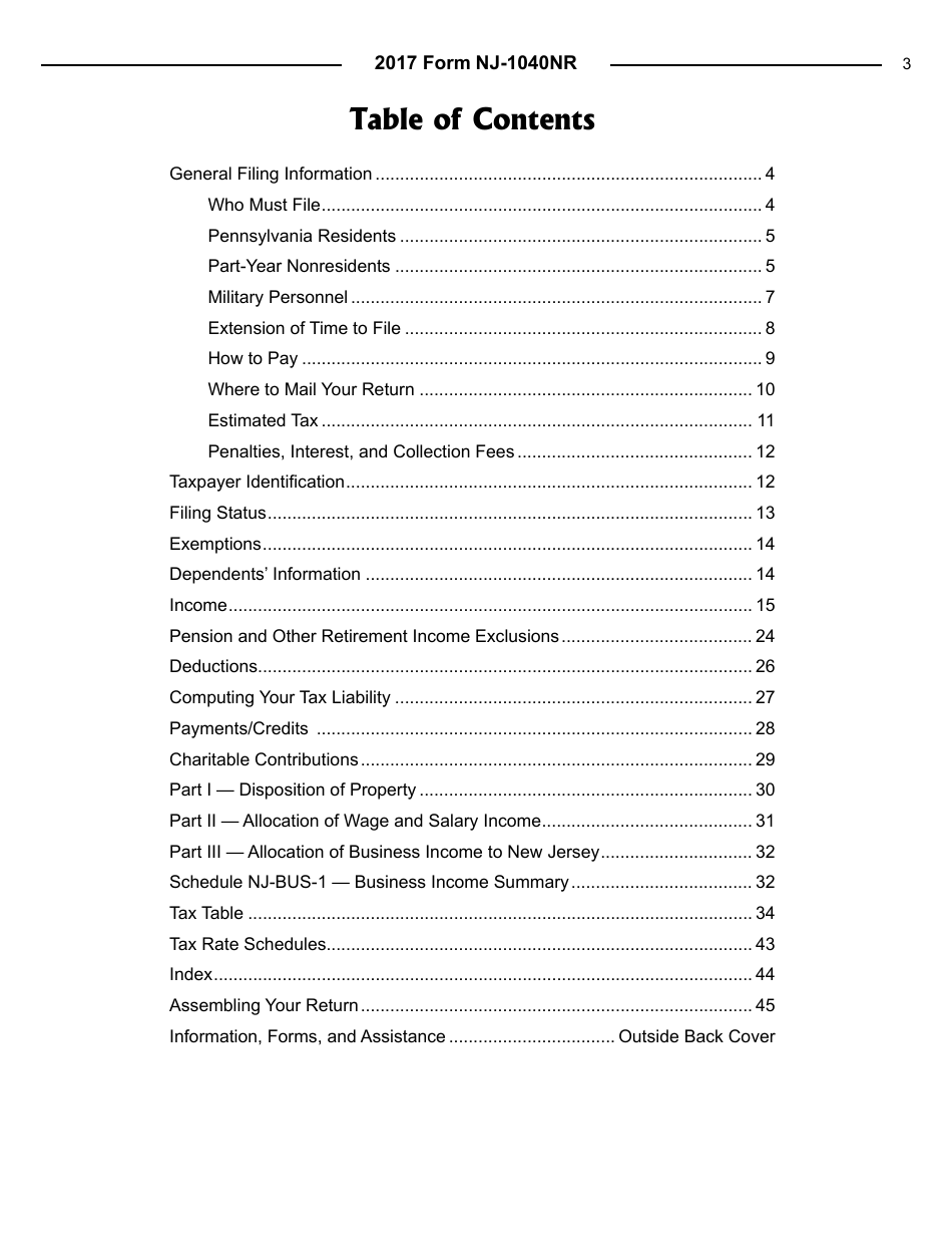 Instructions for Form NJ-1040NR Nonresident Return - New Jersey, Page 3