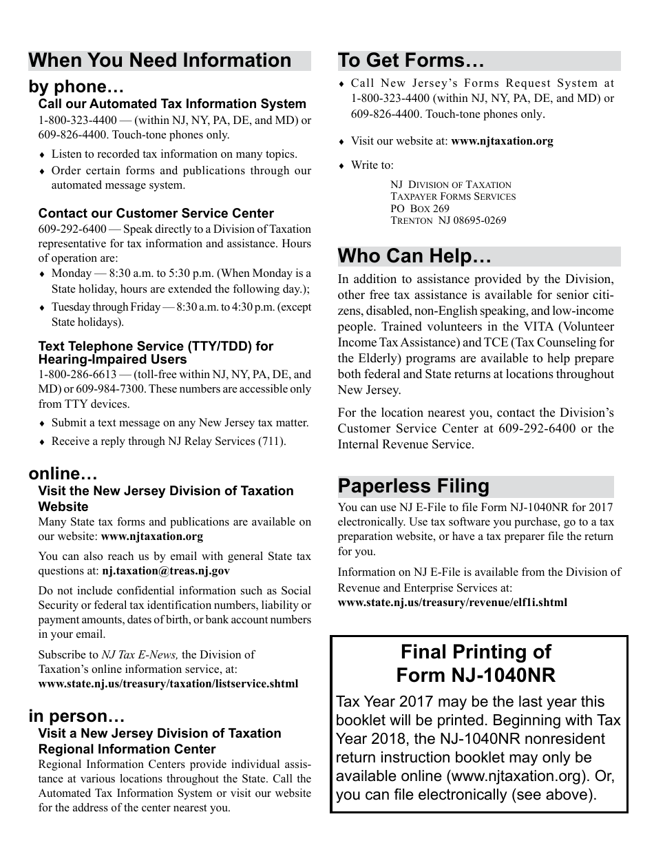 Instructions for Form NJ-1040NR Nonresident Return - New Jersey, Page 48