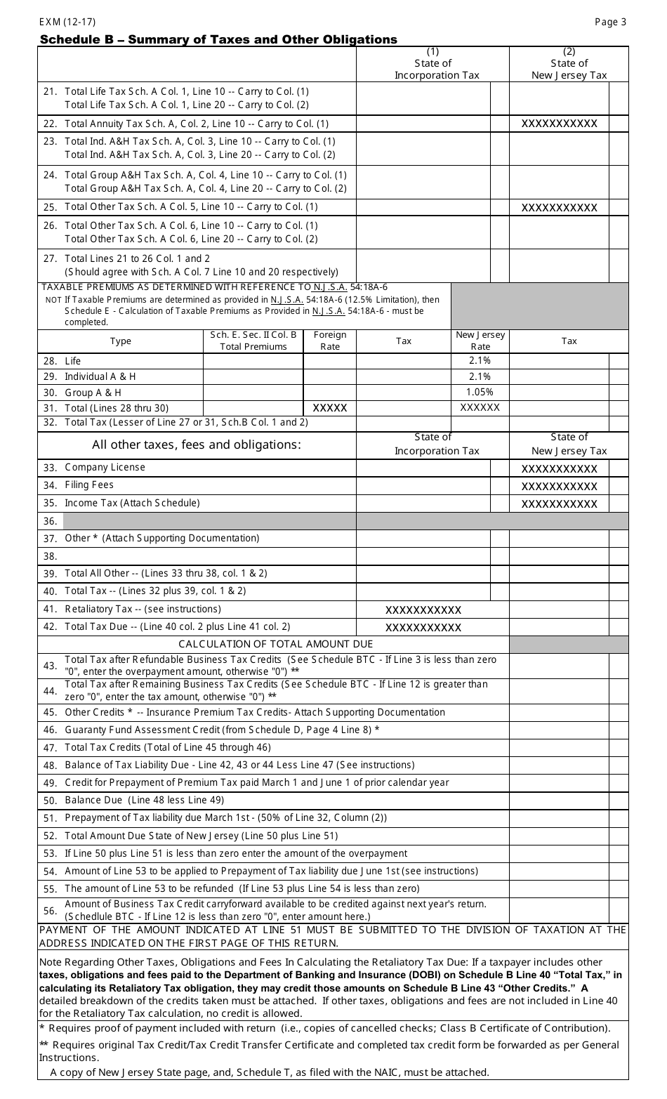 Form EXM Foreign or Alien Companies - New Jersey, Page 3