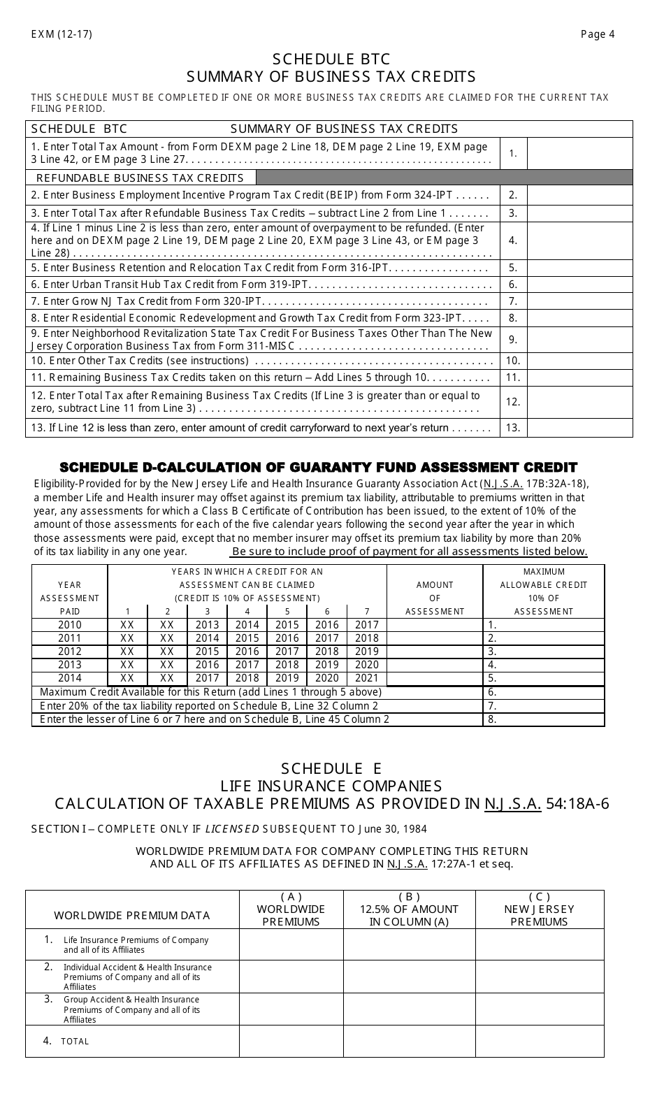 Form EXM Foreign or Alien Companies - New Jersey, Page 4