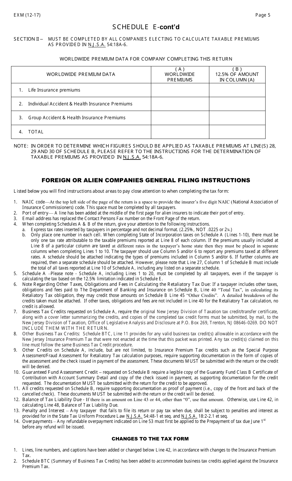 Form EXM Foreign or Alien Companies - New Jersey, Page 5