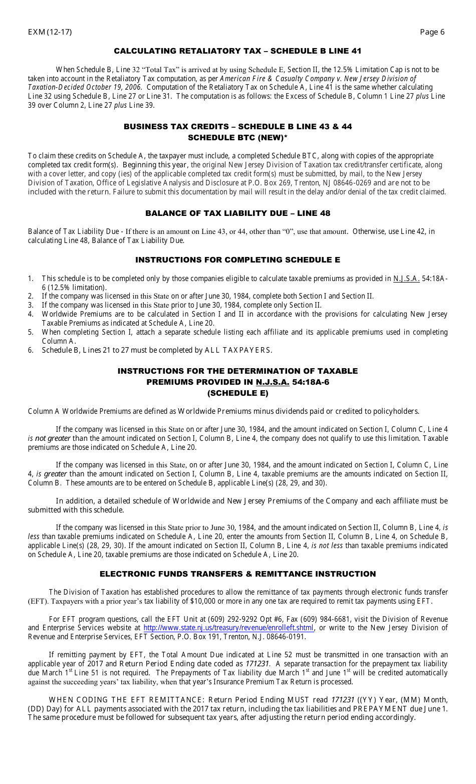 Form EXM Foreign or Alien Companies - New Jersey, Page 6