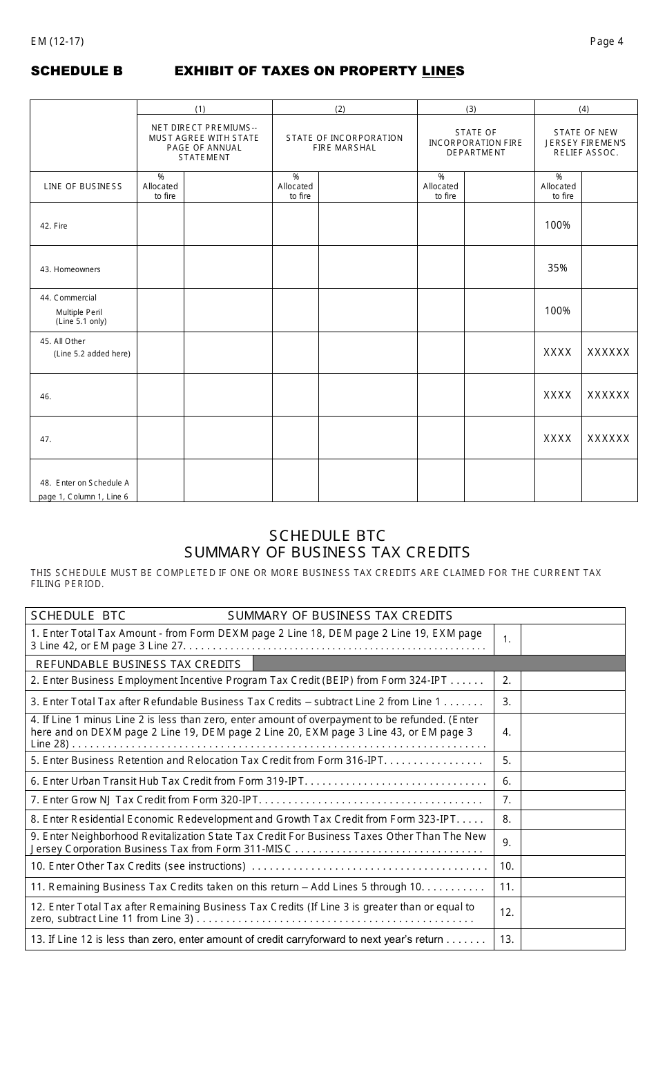 Form EM Foreign or Alien Companies Other Than Life - New Jersey, Page 4