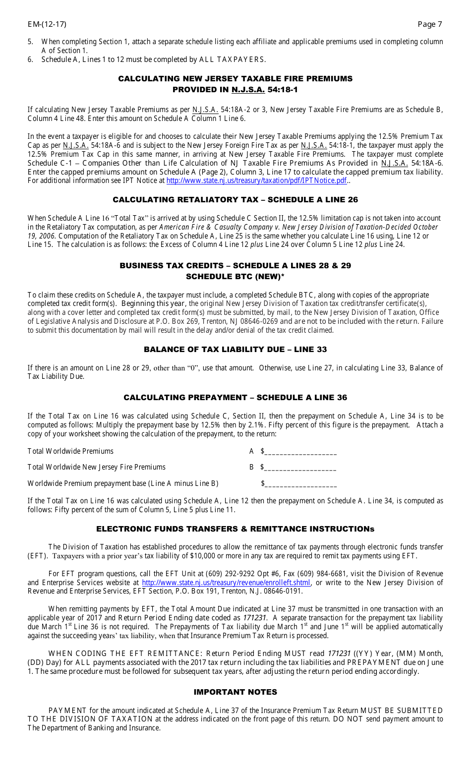 Form EM Foreign or Alien Companies Other Than Life - New Jersey, Page 7