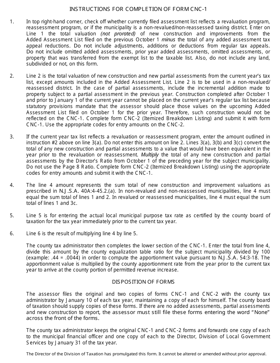 Form CNC-1 Certification of New Construction / Improvements / Partial Assessments - New Jersey, Page 2