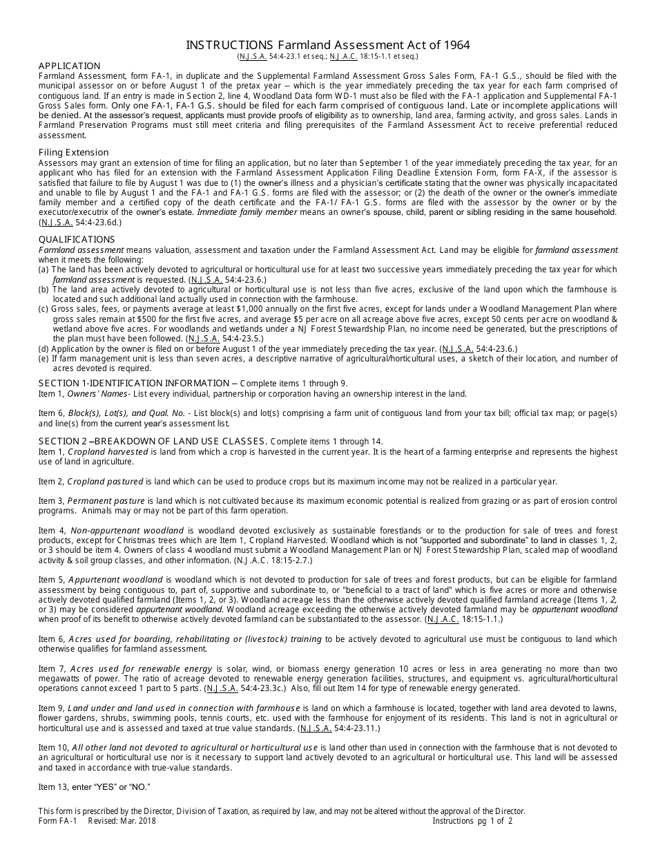 Form FA-1 Application for Farmland Assessment - New Jersey, Page 3
