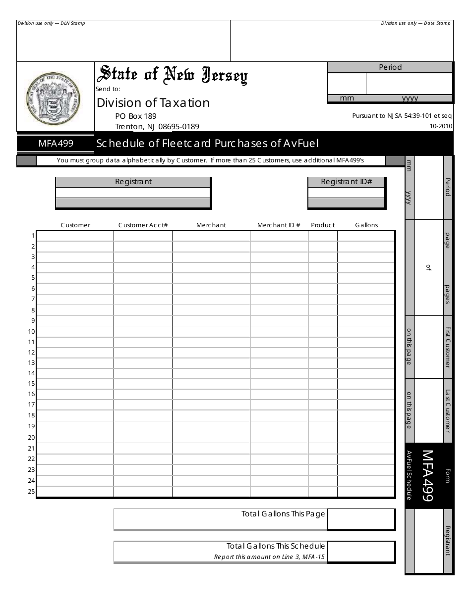 Form MFA-15 Government Fleetcard Reimbursement Request - New Jersey, Page 5