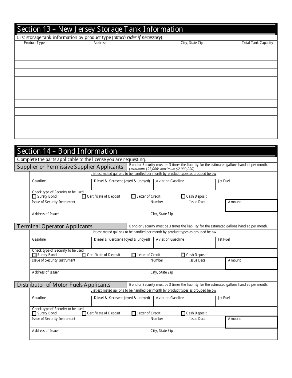 Form MFA-1 Combined Motor Fuels License Application - New Jersey, Page 8