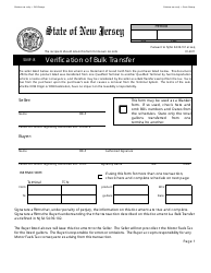 Form SMF-8 &quot;Verification of Bulk Transfer&quot; - New Jersey