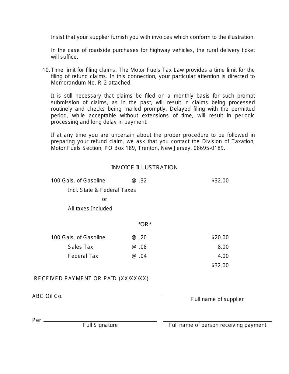 Instructions for Motor Fuel Refund - New Jersey, Page 3