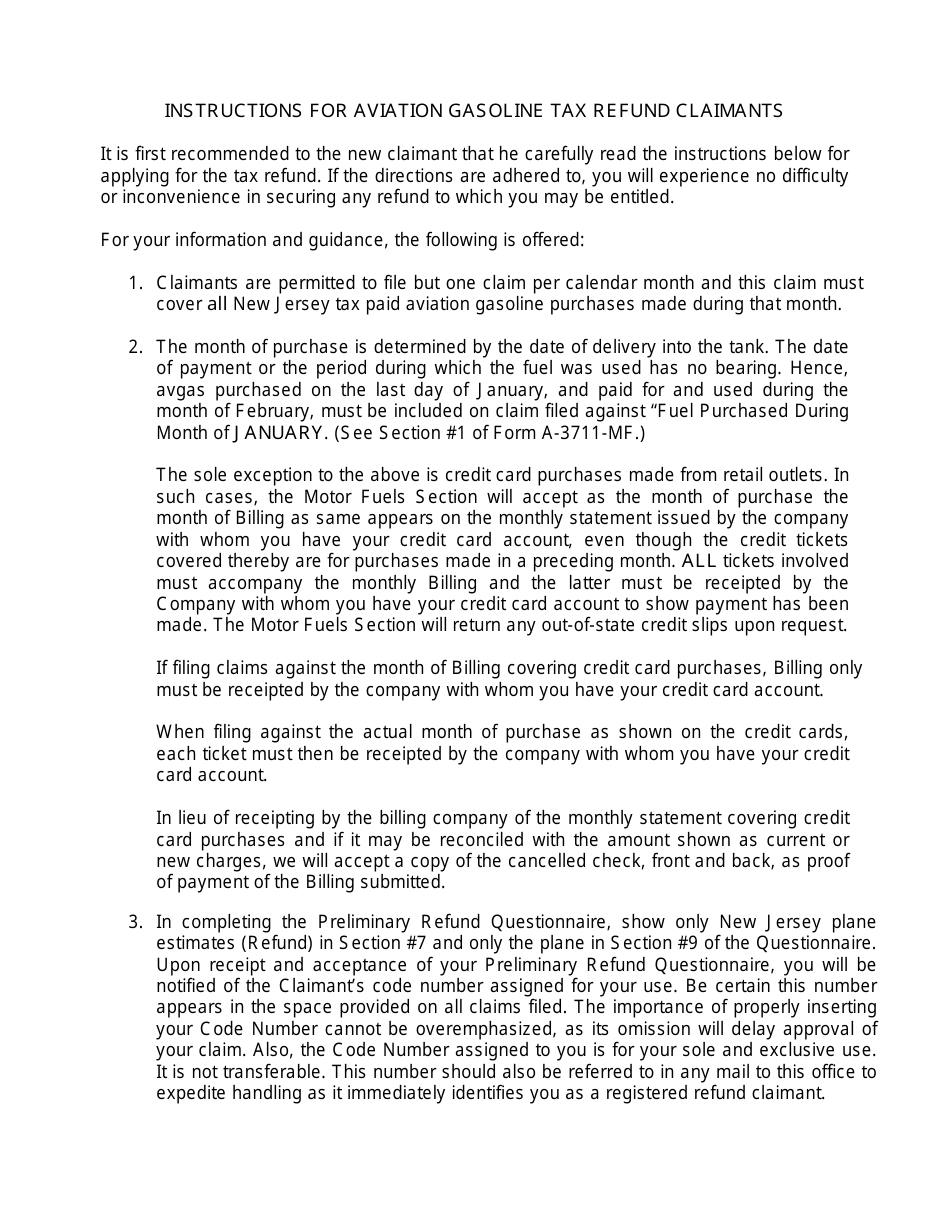 Instructions for Aircraft Refund - New Jersey, Page 2