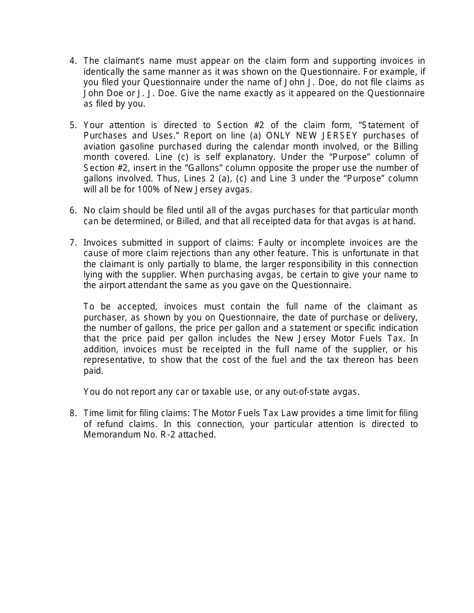 Instructions for Aircraft Refund - New Jersey, Page 3