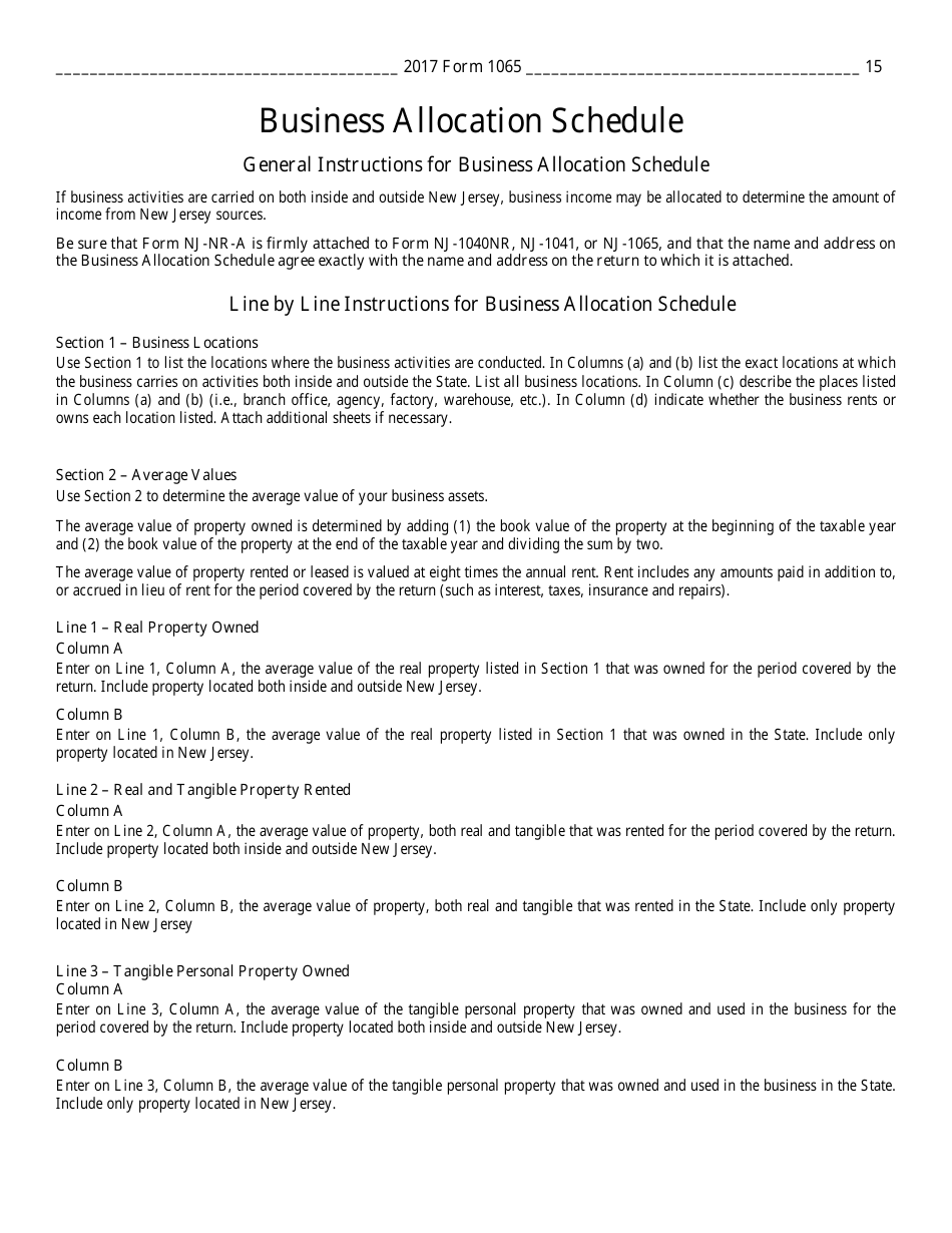 Instructions for Form NJ-1065 Partnership Return and New Jersey Partnershop Njk-1 - New Jersey, Page 15