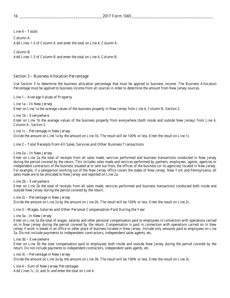 Instructions for Form NJ-1065 Partnership Return and New Jersey Partnershop Njk-1 - New Jersey, Page 16