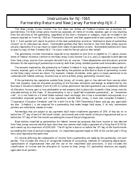 Instructions for Form NJ-1065 Partnership Return and New Jersey Partnershop Njk-1 - New Jersey