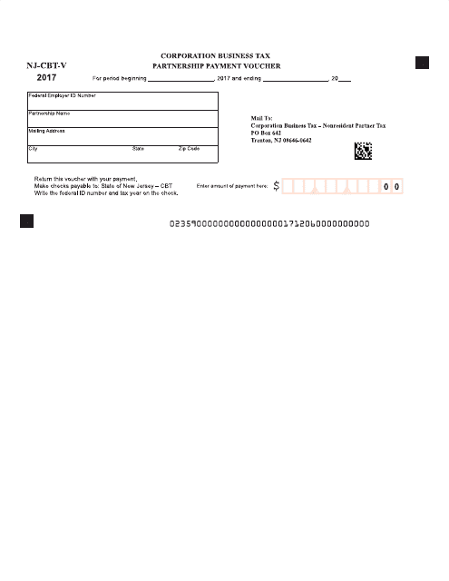Form NJ CBT V 2017 Fill Out Sign Online And Download Fillable PDF 
