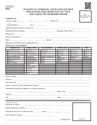 OTC Form BM-26 Application for Certificate of Title for a Boat or Outboard Motor - Oklahoma