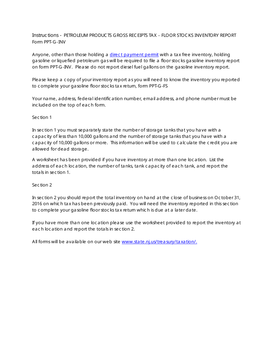 Form PPT-G-INV Gasoline Inventory Report - New Jersey, Page 2