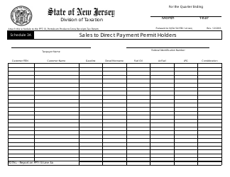 Document preview: Form PPT-10 Schedule 3A Sales to Direct Payment Permit Holders - New Jersey