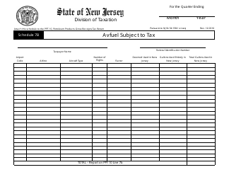 Document preview: Form PPT-10 Schedule 7B Avfuel Subject to Tax - New Jersey