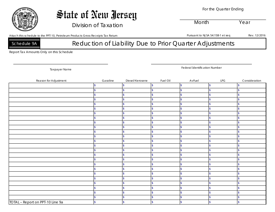 Form PPT10 Schedule 9A Fill Out, Sign Online and Download Printable