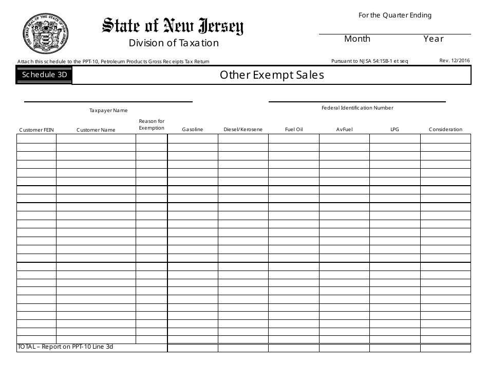 Form PPT-10 Petroleum Products Gross Receipts Tax Return - New Jersey, Page 7