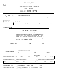 Form PPT-4 Export Certificate - New Jersey