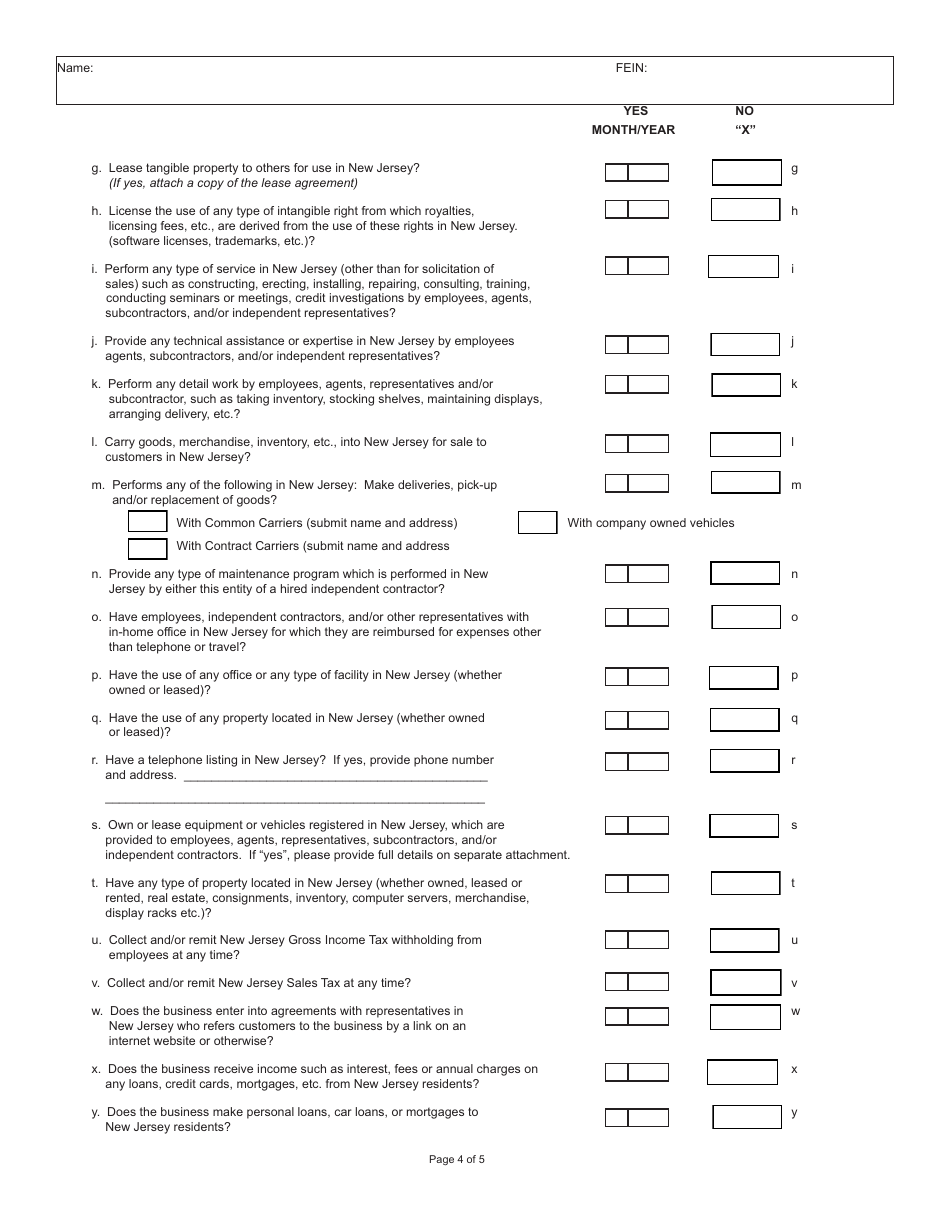 Nexus Questionnaire - New Jersey, Page 4