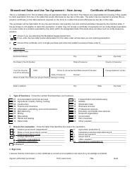 Form ST-SST Streamlined Sales and Use Tax Agreement - Certificate of Exemption - New Jersey