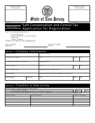 Document preview: Form SCC-1 Spill Compensation and Control Tax Application for Registration - New Jersey