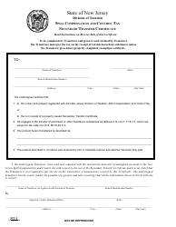 Form SCC-2 Spill Compensation and Control Tax Secondary Transfer Certificate - New Jersey