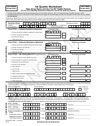 1st Quarter Worksheet - New Jersey Sales and Use Tax Ez Telefile System (Forms St-51 Monthly Remittance Statement and St-50 Quarterly Return) - New Jersey