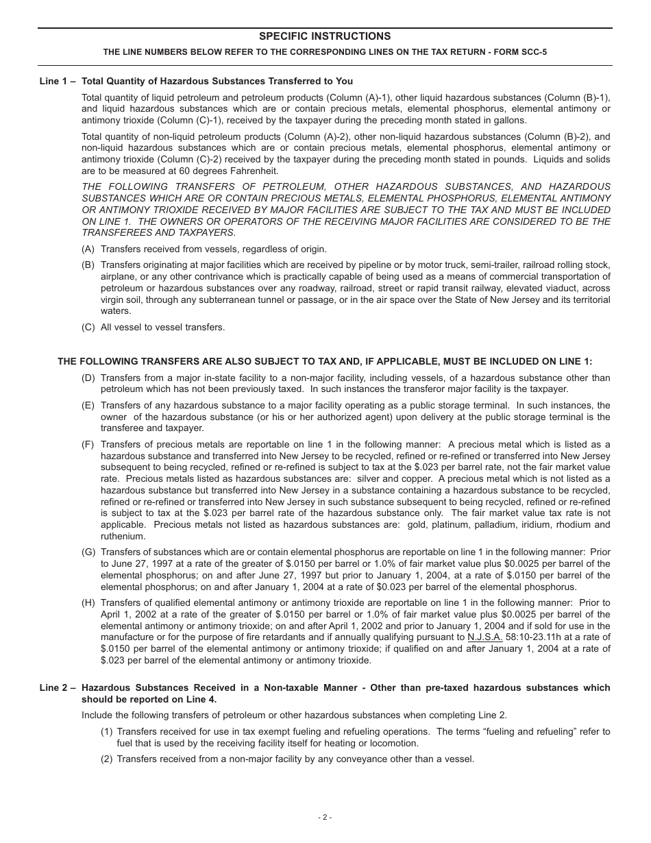 Form SCC-5 Spill Compensation and Control Tax - New Jersey, Page 3