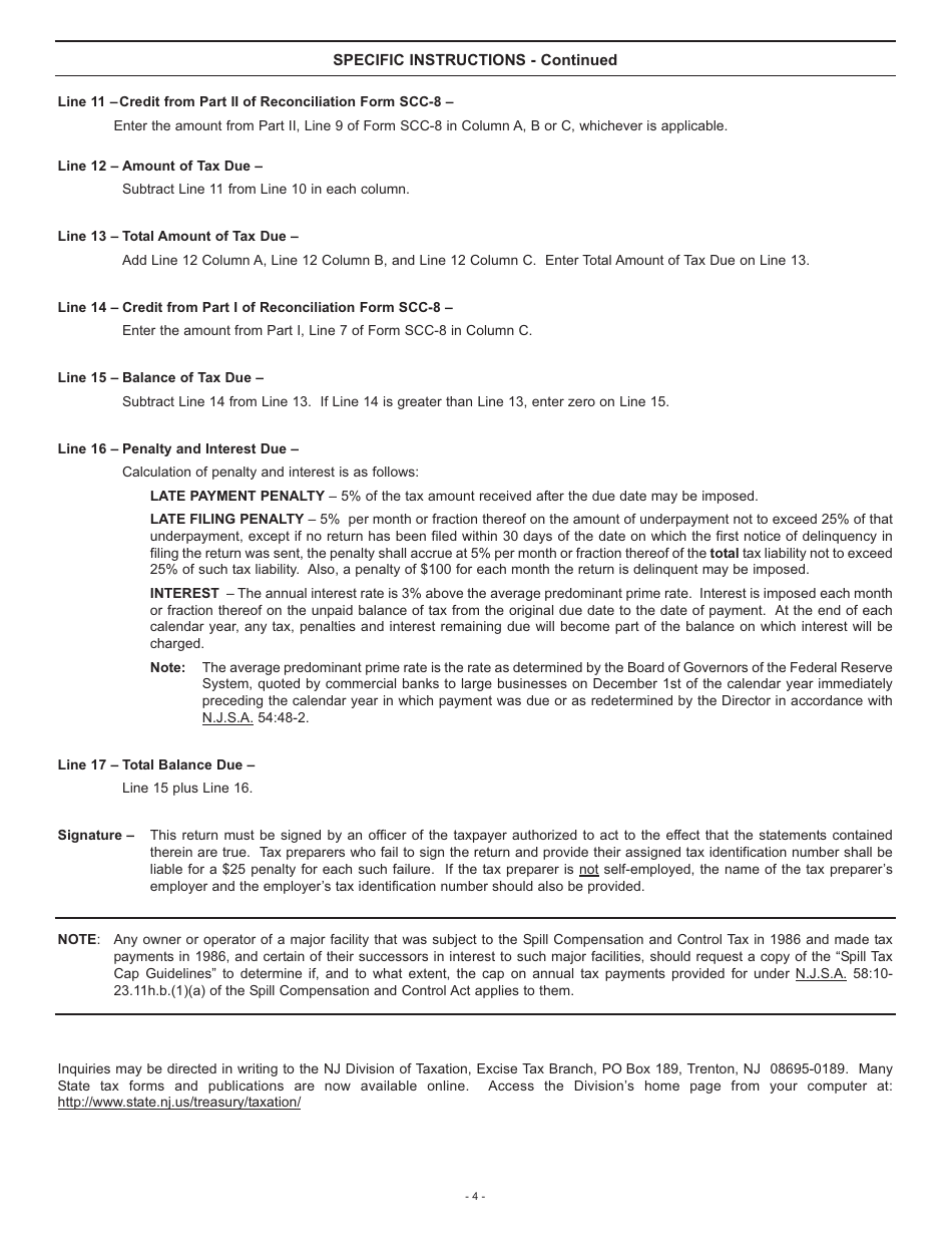 Form SCC-5 Spill Compensation and Control Tax - New Jersey, Page 5