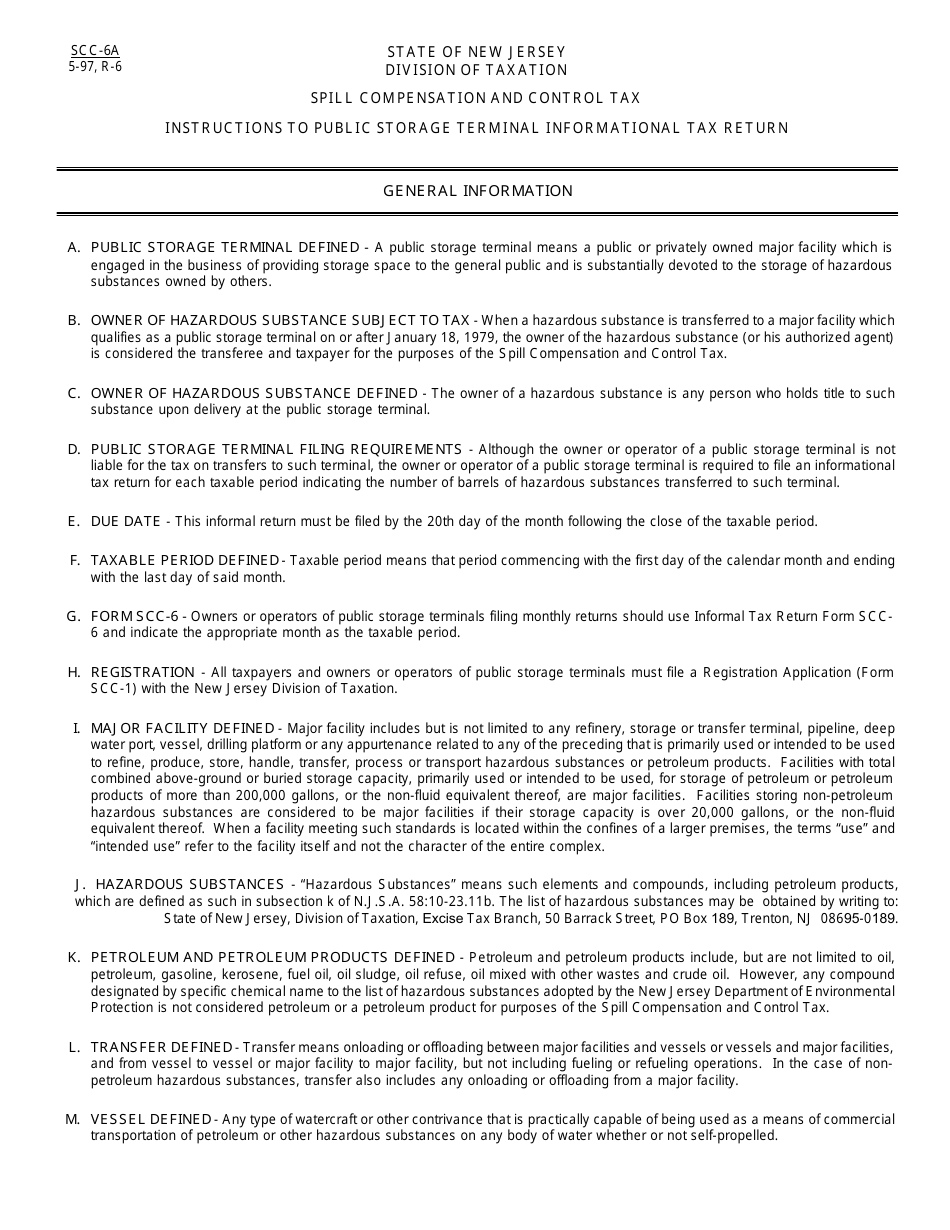 Form SCC-6 Public Storage Terminal Information Tax Return - New Jersey, Page 2