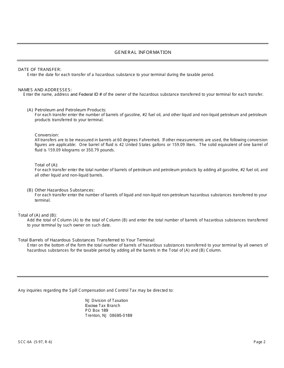 Form SCC-6 Public Storage Terminal Information Tax Return - New Jersey, Page 3