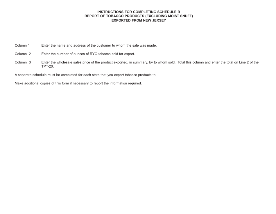 Schedule B Record of Tobacco Products (Excluding Moist Snuff)(exported out of New Jersey - New Jersey, Page 2