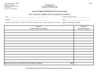 Document preview: Schedule B-1 Record of Moist Snuff Exported From New Jersey - New Jersey