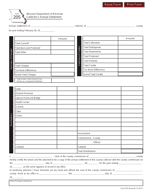 Form 205  Printable Pdf